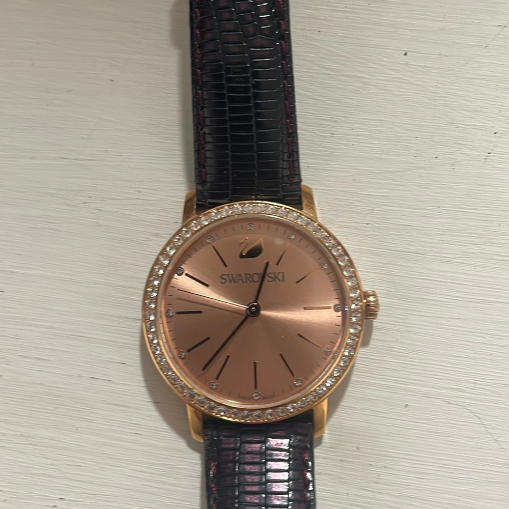 Swarovski Watch with Purple Snake Skin Band